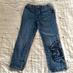 Boys Desigual Jeans sz 5/6 EU 110/116 Adjustable Waist Tiger Print Straight Leg